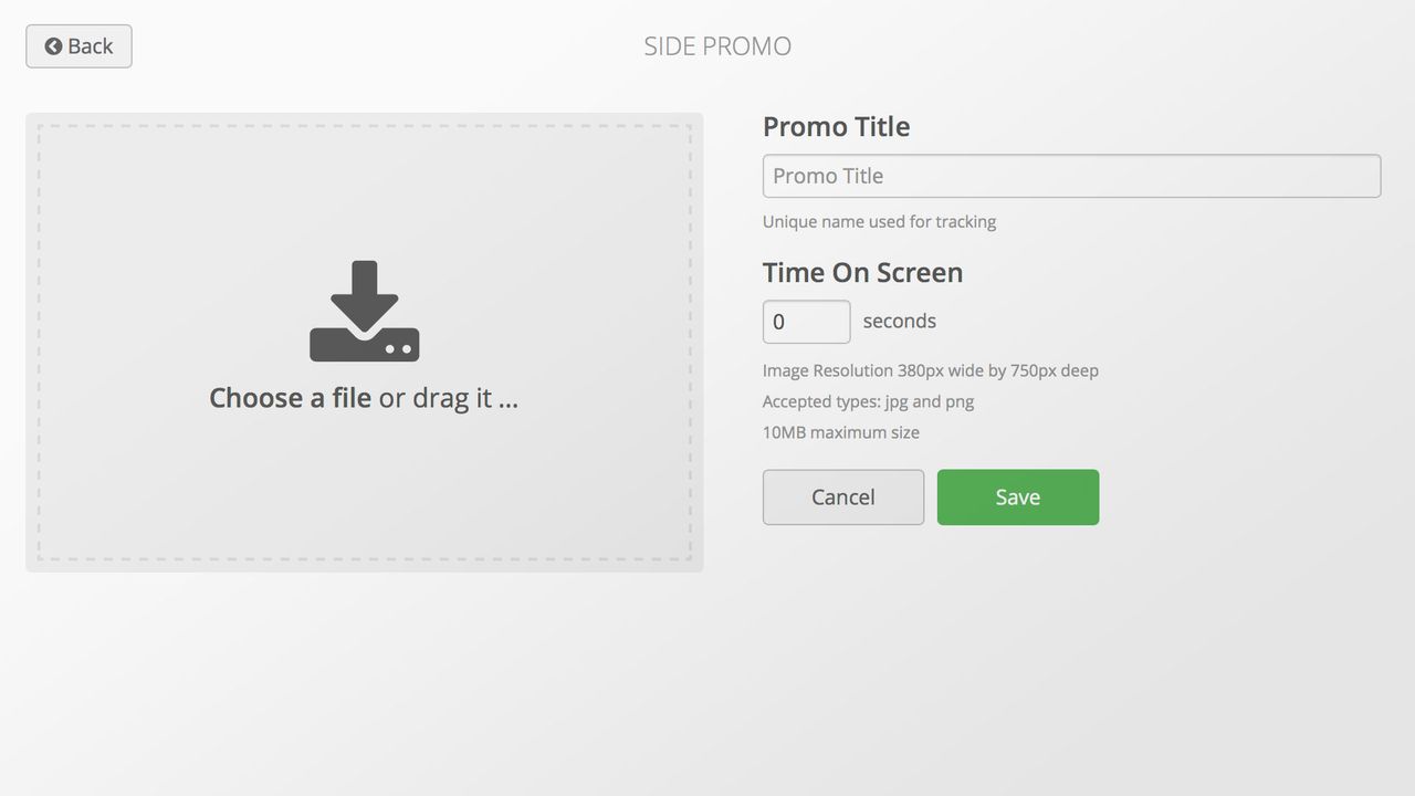 Main screen promos can be either video or images.