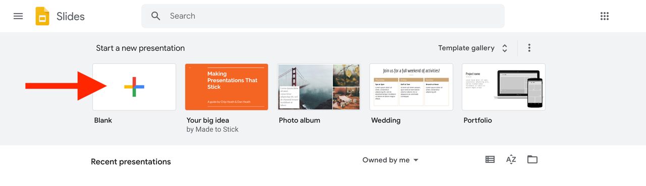 Create a new Presentation.