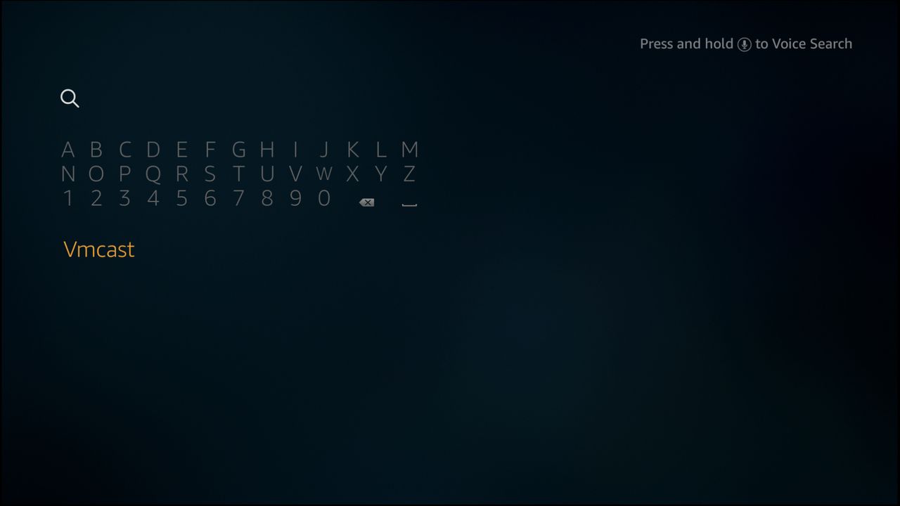 The Amazon Fire TV search screen includes a software keyboard in the top left hand corner.