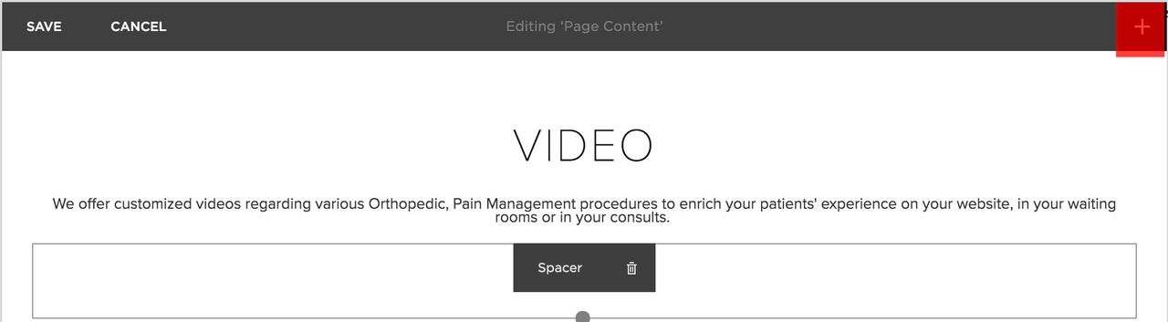 In the Squarespace editor, the plus button was highlighted.
