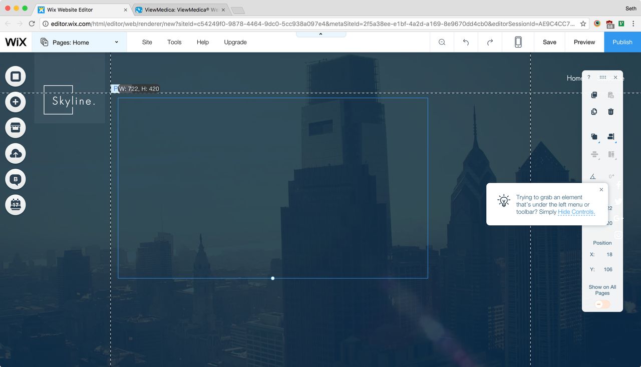 The HTML code widget has been resized to display the ViewMedica embed at the proper resolution.