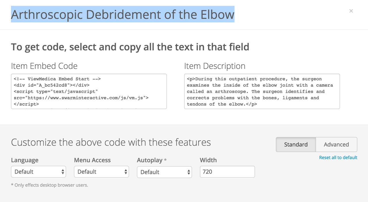 The title of the selected and highlighted with the cursor.