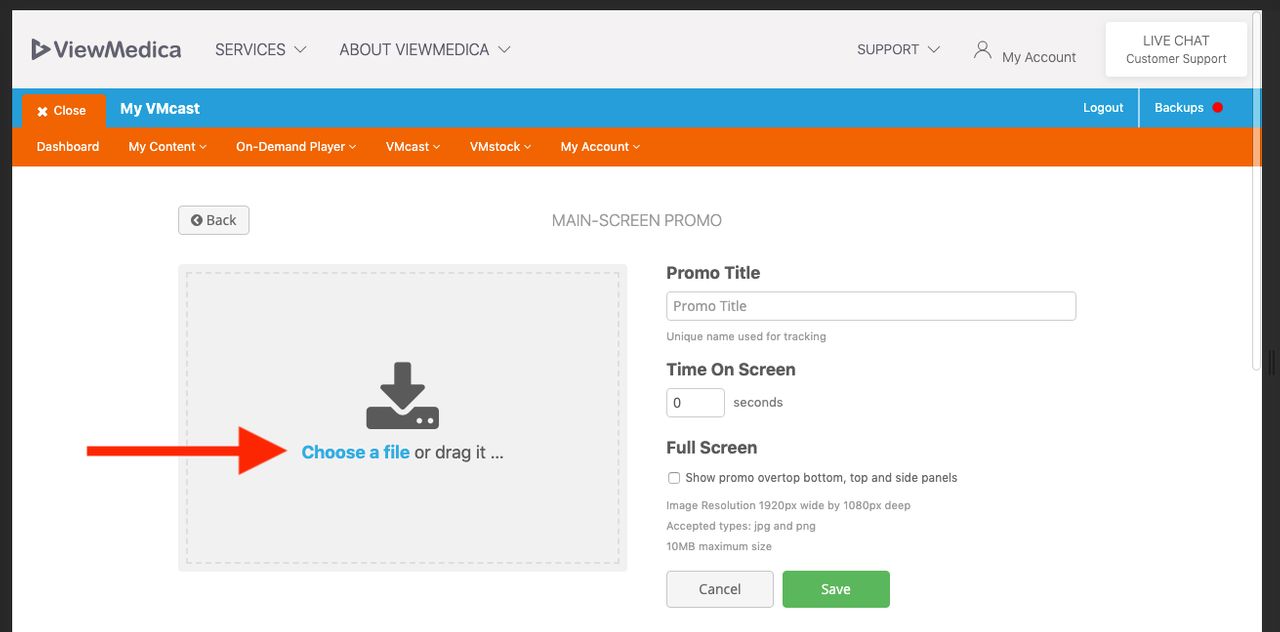Upload your bottom promo to ViewMedica.