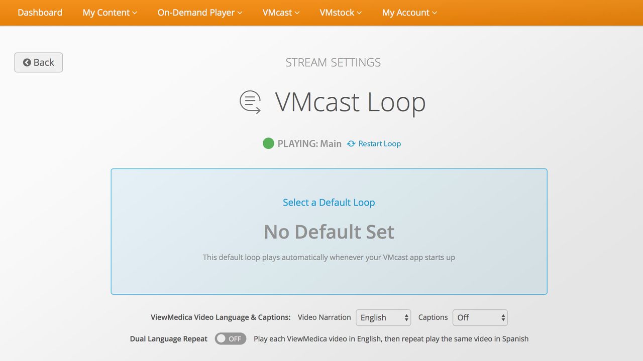A loop can be restarted or change from the loop panel on the streams page.