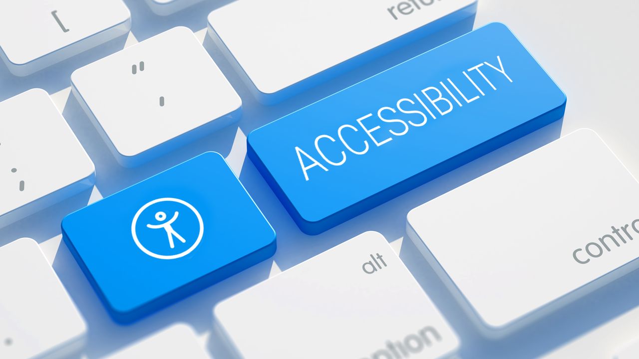 Accessibility controls highlighted on a keyboard.