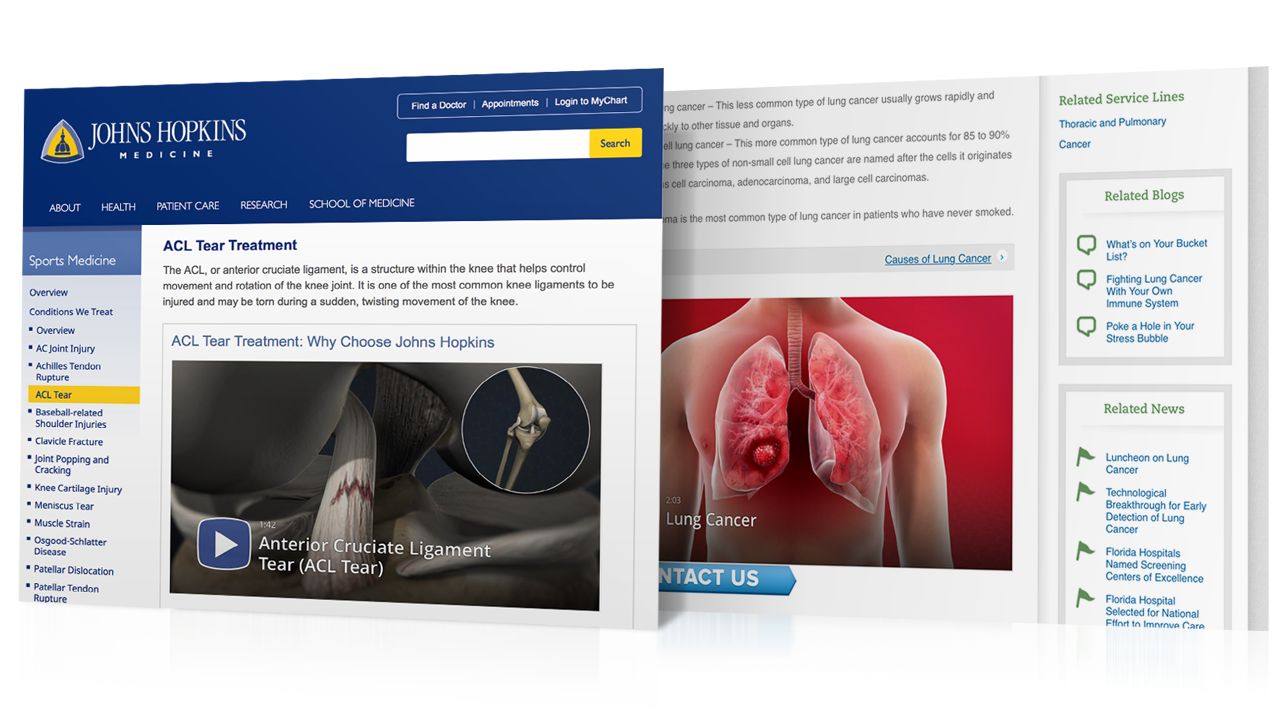 ViewMedica On-Demand embedded in to the John's Hopkins Medicine website.
