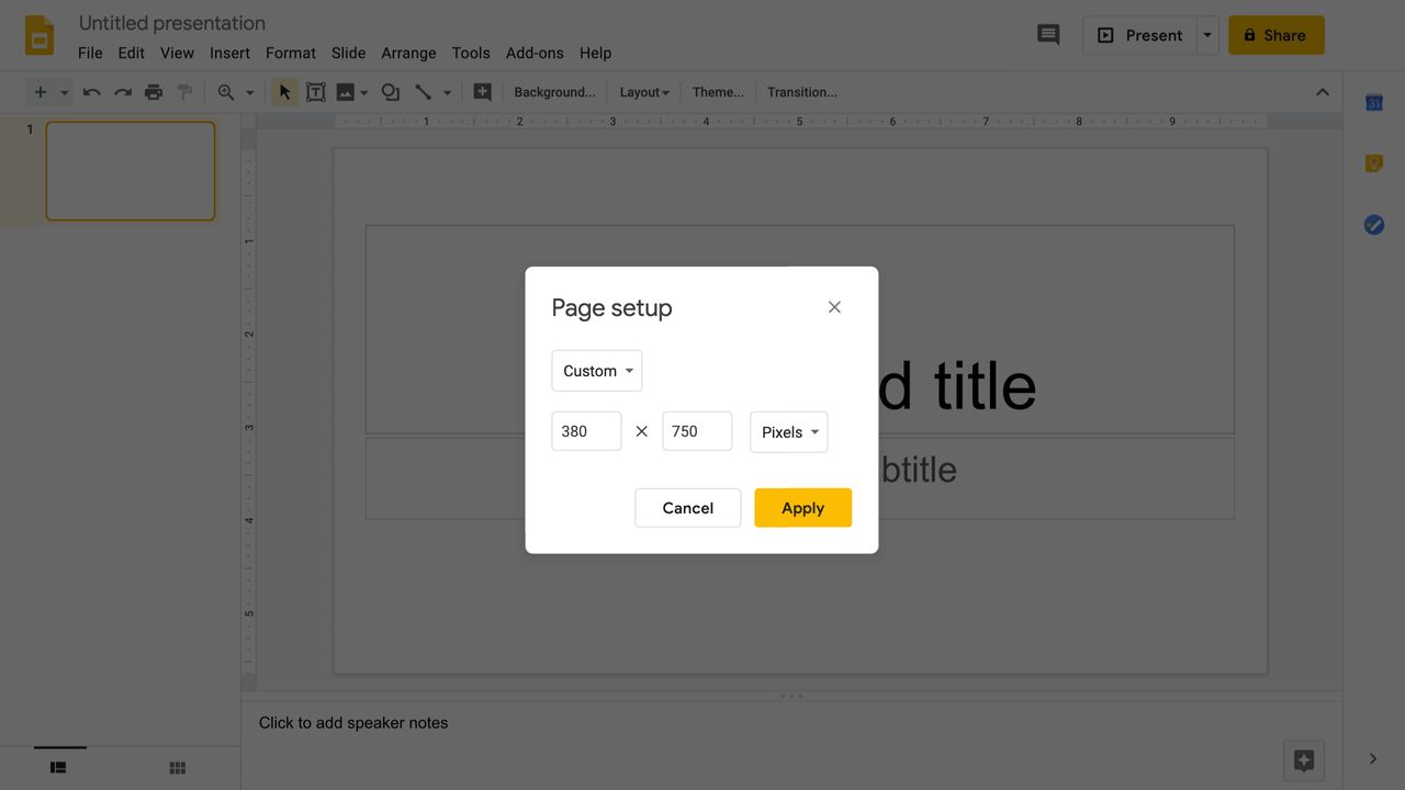 Modify the Page Setup.