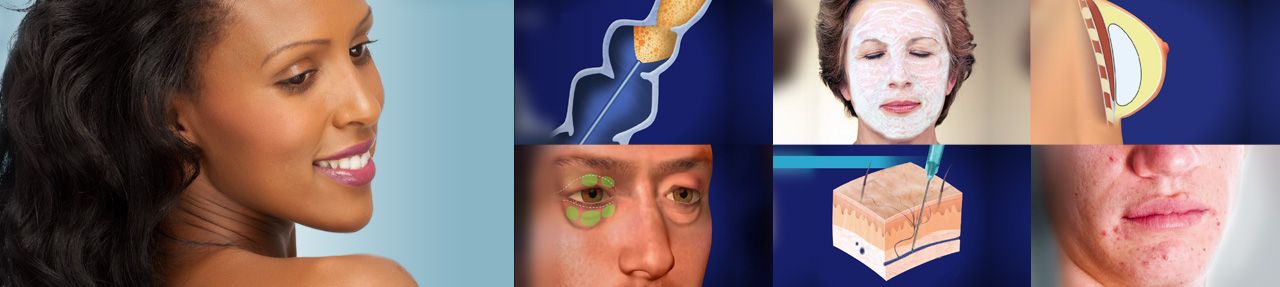 Various images from cosmetic surgery patient education videos