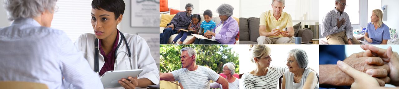 Various images from geriatric patient education videos